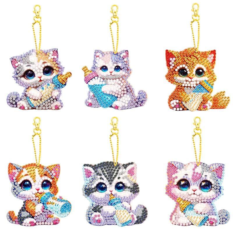 Amazon.co.jp: 6PCS ボトル猫-チェーン付きDIYダイヤモンドペイン